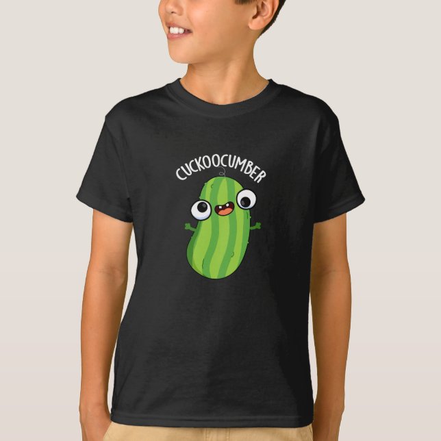 Cuckoocumber Funny Veggie Cucumber Pun Dark BG T-Shirt (Front)