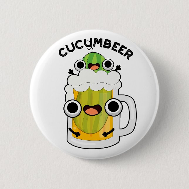 Cucum-beer Funny Beer Pun  Button (Front)