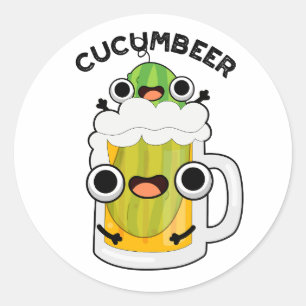 Cucum-beer Funny Beer Pun Classic Round Sticker
