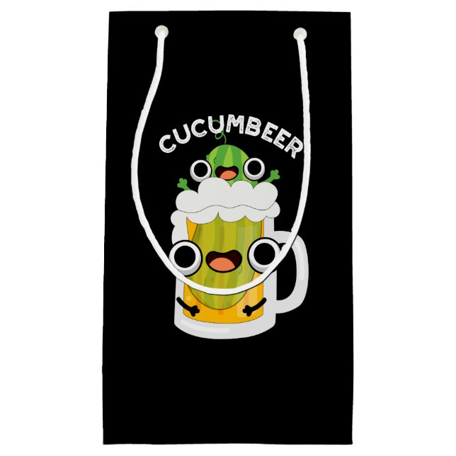 Cucum-beer Funny Beer Pun Dark BG Small Gift Bag (Front)