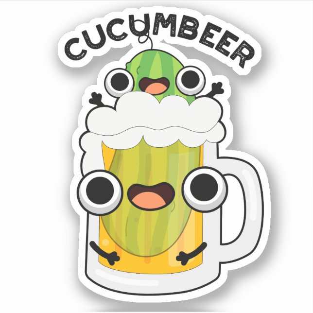 Cucum-beer Funny Beer Pun  Sticker (Front)