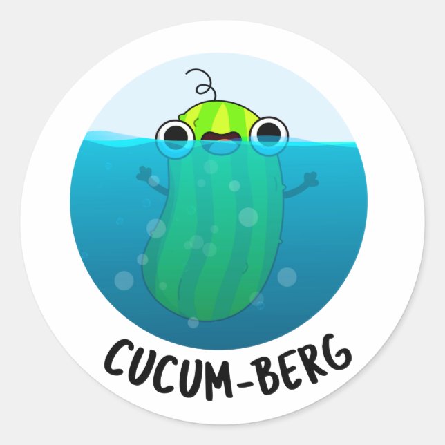 Cucum-berg Funny Cucumber Pun  Classic Round Sticker (Front)