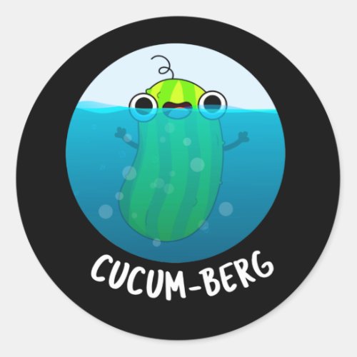 Cucum_berg Funny Cucumber Pun Dark BG Classic Round Sticker