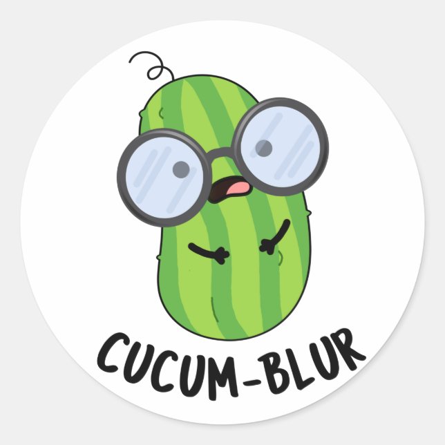 Cucum-blur Funny Veggie Cucumber Pun  Classic Round Sticker (Front)