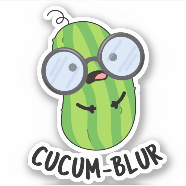 Cucum-blur Funny Veggie Cucumber Pun  Sticker (Front)