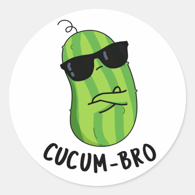 Cucum-bro Funny Veggie Cucumber Pun  Classic Round Sticker (Front)