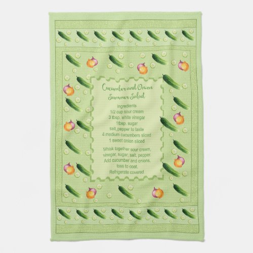 Cucumber and Onion summer salad Kitchen Towel