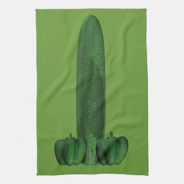 Cucumber And Peppers Kitchen Towel (Vertical)