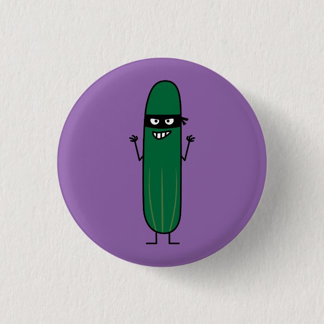 Cucumber Bandito Ninja Masked Sneaky Bandit Pinback Button (Front)
