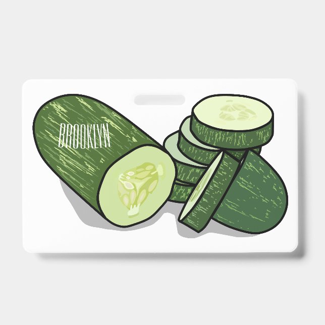 Cucumber cartoon illustration  badge (Front)