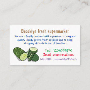 Cucumber cartoon illustration business card