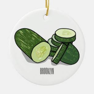 Cucumber cartoon illustration  ceramic ornament