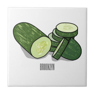 Cucumber cartoon illustration ceramic tile