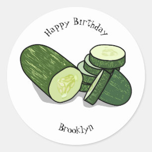 Cucumber cartoon illustration  classic round sticker