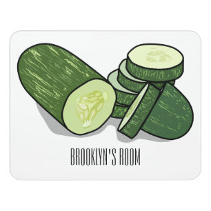 Cucumber cartoon illustration door sign