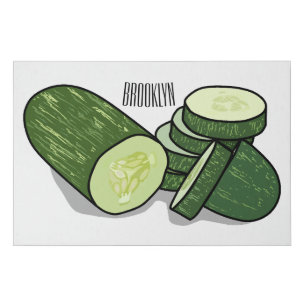 Cucumber cartoon illustration  faux canvas print