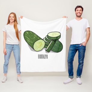 Cucumber cartoon illustration  fleece blanket