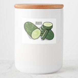 Cucumber cartoon illustration food label