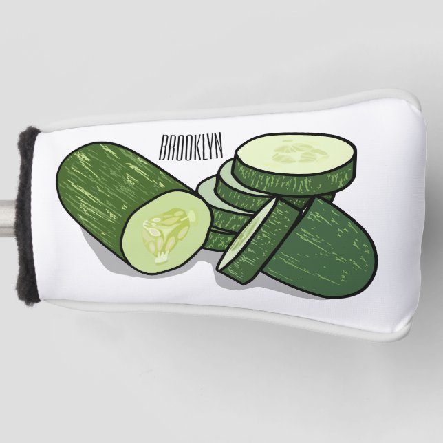Cucumber cartoon illustration  golf head cover (Front)