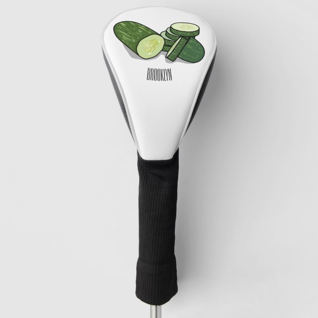 Cucumber cartoon illustration  golf head cover (Front)