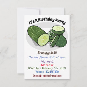 Cucumber cartoon illustration  invitation