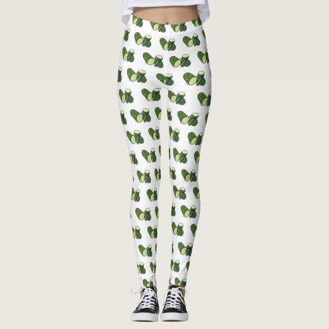 Cucumber cartoon illustration  leggings (Front)
