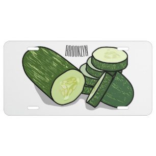 Cucumber cartoon illustration license plate
