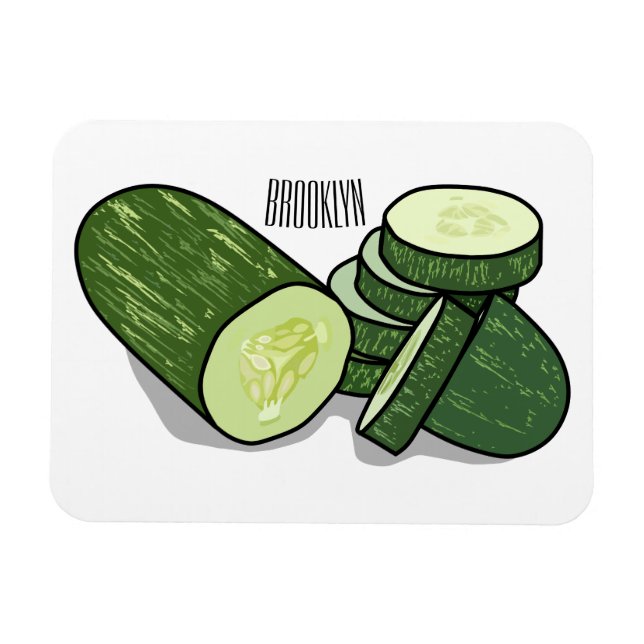 Cucumber cartoon illustration  magnet (Horizontal)