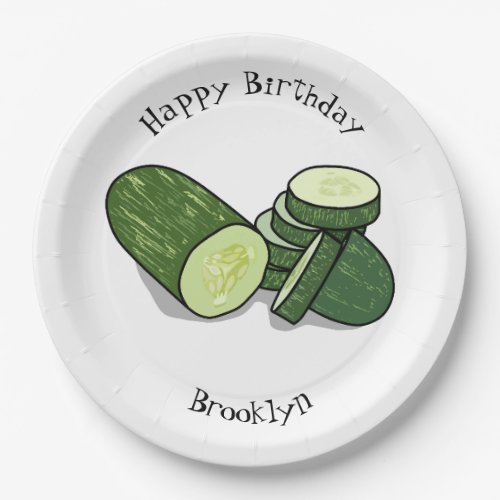 Cucumber cartoon illustration  paper plates