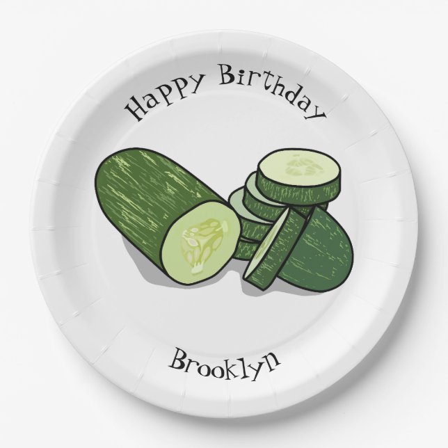 Cucumber cartoon illustration  paper plates (Front)