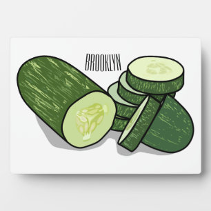 Cucumber cartoon illustration plaque