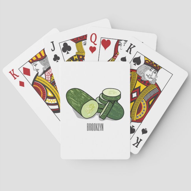 Cucumber cartoon illustration  poker cards (Back)