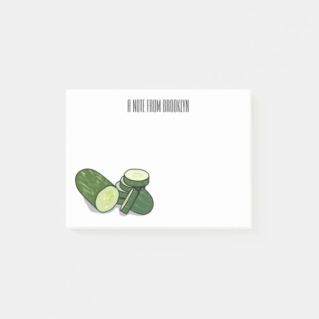 Cucumber cartoon illustration  post-it notes (Front)