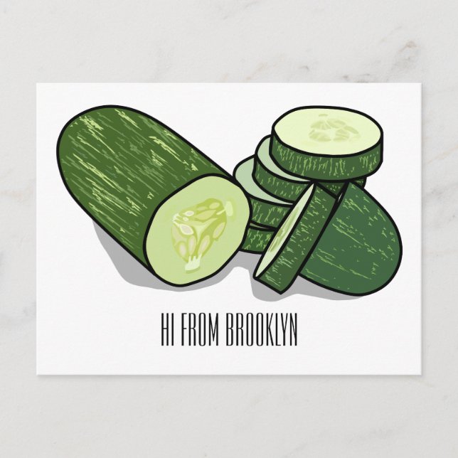 Cucumber cartoon illustration  postcard (Front)