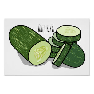 Cucumber cartoon illustration poster