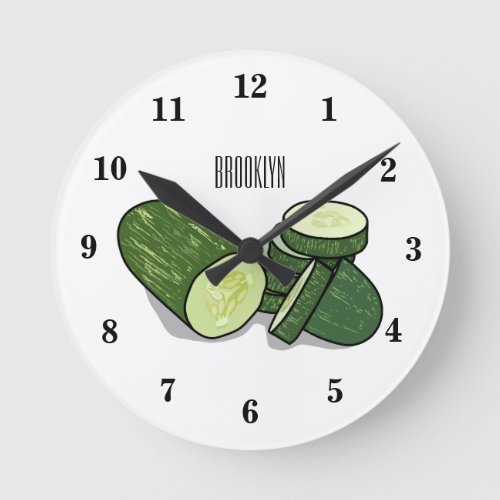 Cucumber cartoon illustration  round clock