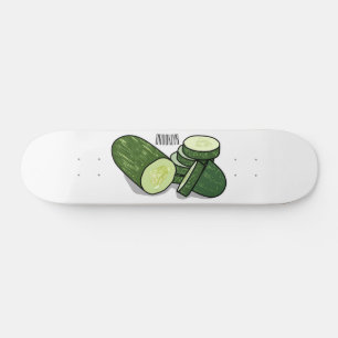 Cucumber cartoon illustration  skateboard