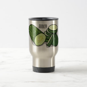 Cucumber cartoon illustration travel mug