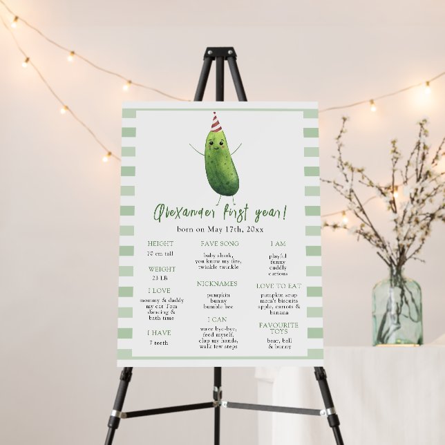 Cucumber First Birthday Milestone Birthday Foam Board (In Situ (Stand))