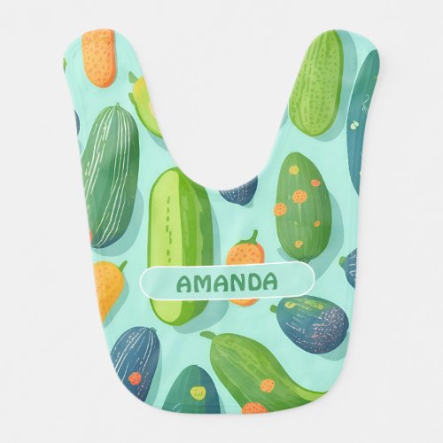 Cucumber Geometric Colorful Personalized Pattern Baby Bib