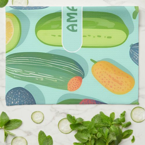 Cucumber Geometric Colorful Personalized Pattern Kitchen Towel