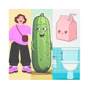 Cucumber Guy & The Bathroom Milk Quest – Absurd Metal Print