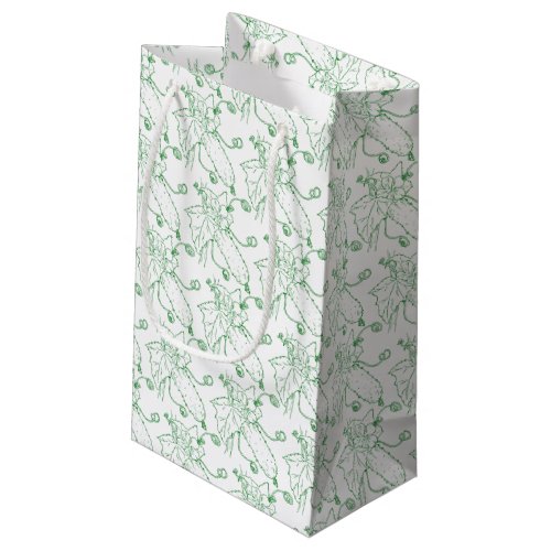 Cucumber line art green and white small gift bag