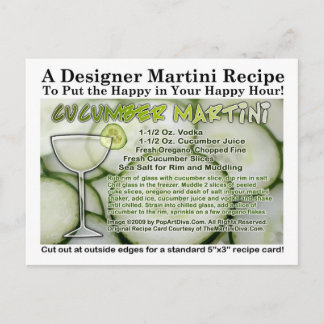 Cucumber Martini Recipe Postcard