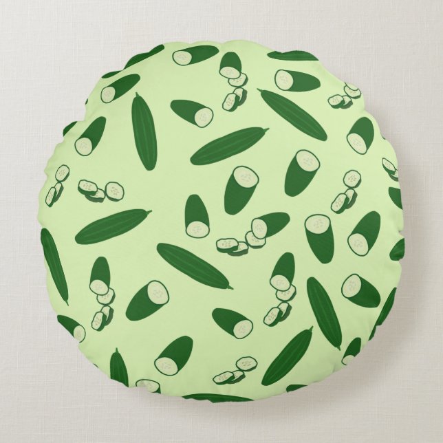 Cucumber Pattern Round Pillow (Front)