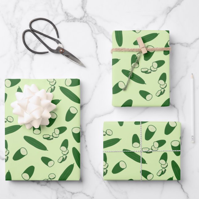 Cucumber Pattern  Wrapping Paper Sheets (Front)