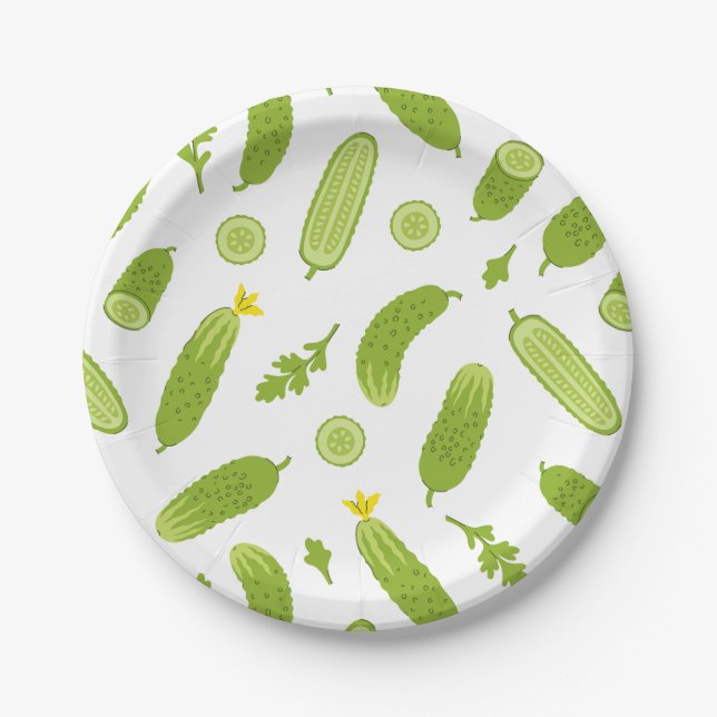 cucumber pickle vegetable vegan vegetarian paper plates (Front)