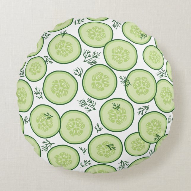 Cucumber Salad Round Pillow (Front)
