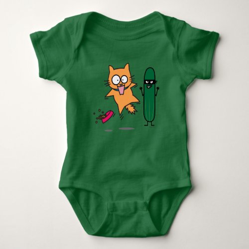 Cucumber Scaring Cats _ Cat versus Cucumber Scare Baby Bodysuit