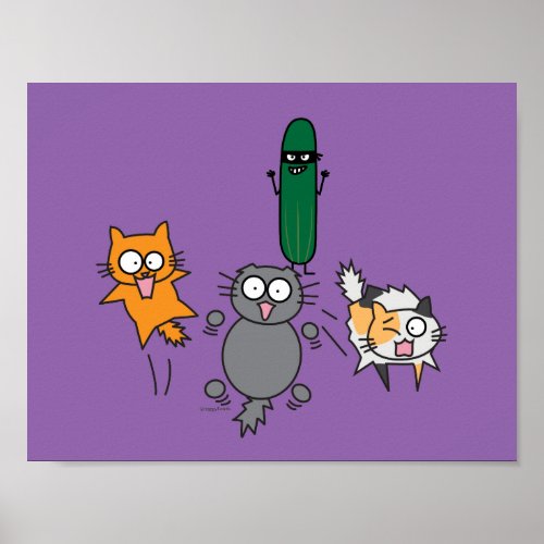 Cucumber Scaring Cats _ Cat versus Cucumber Scare Poster